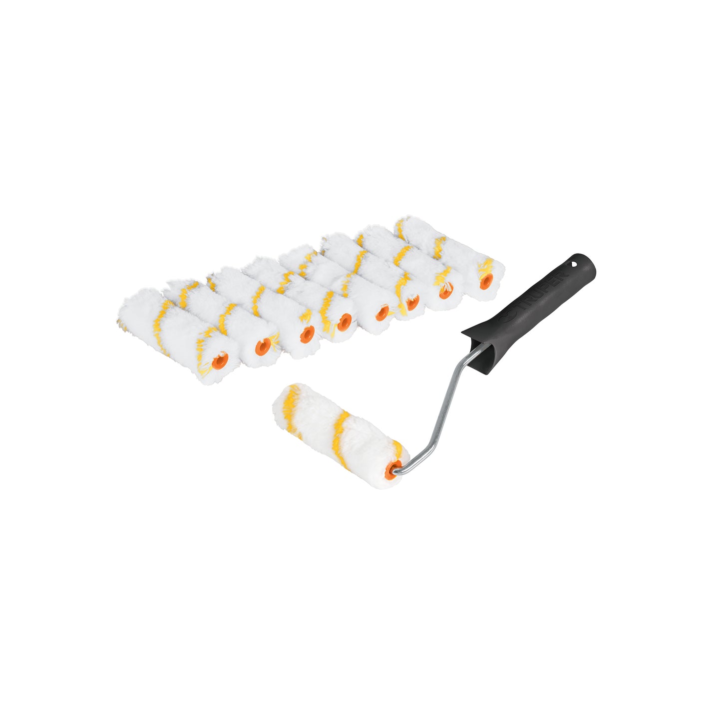 ROPI-420N9 Kit de maneral y 9 mini rodillos de 4" de poliéster, Truper