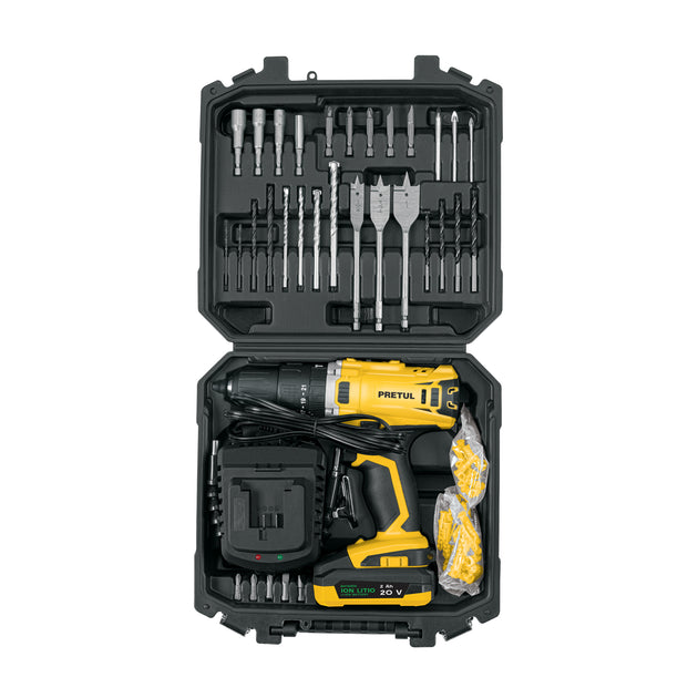 ROTI-20P2K Kit rotomartillo 1/2", 20V, 32 accesorios, PRETUL