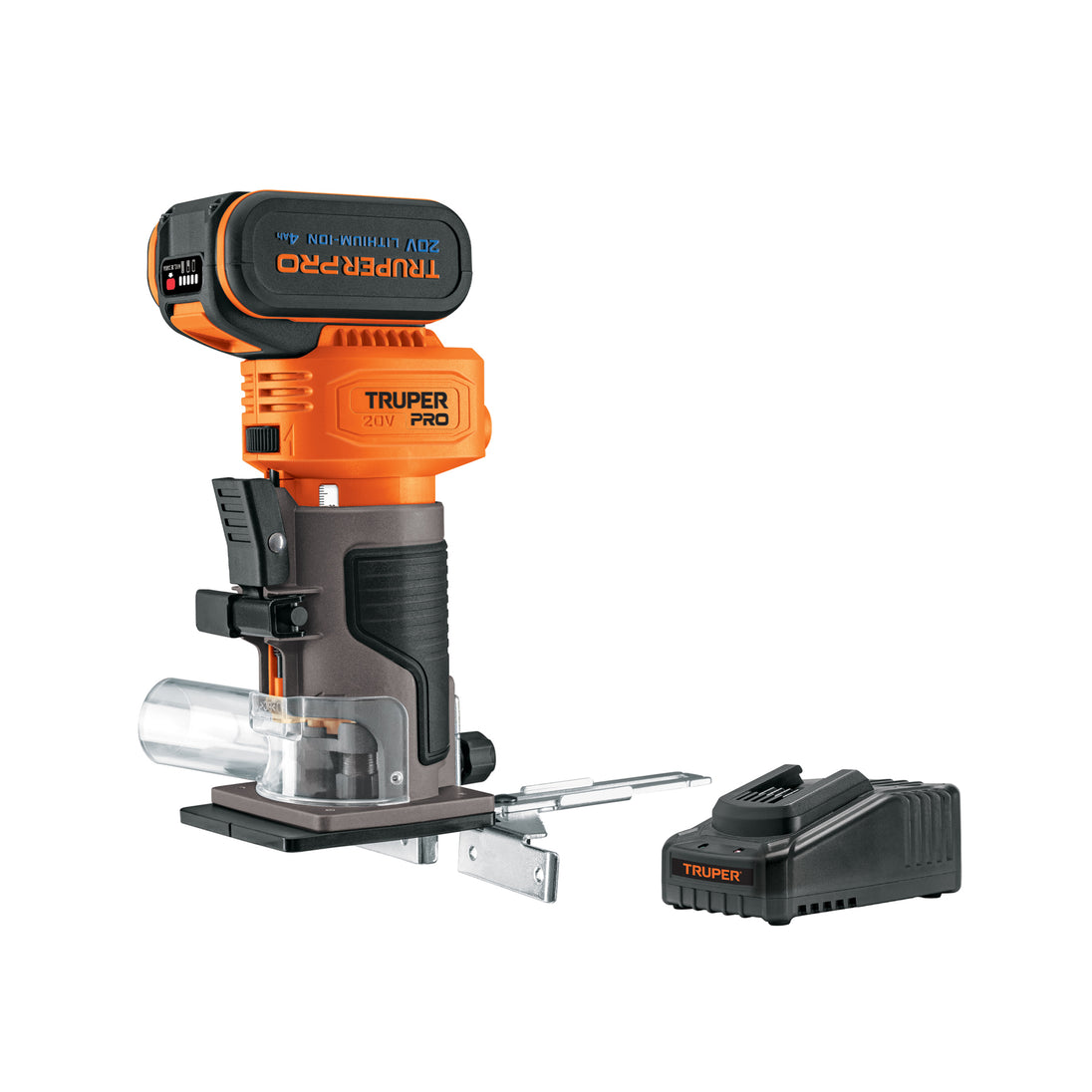 ROUI-20A Router (Rebajadora) 1/4", 1 batería 4 Ah, TRUPER PRO