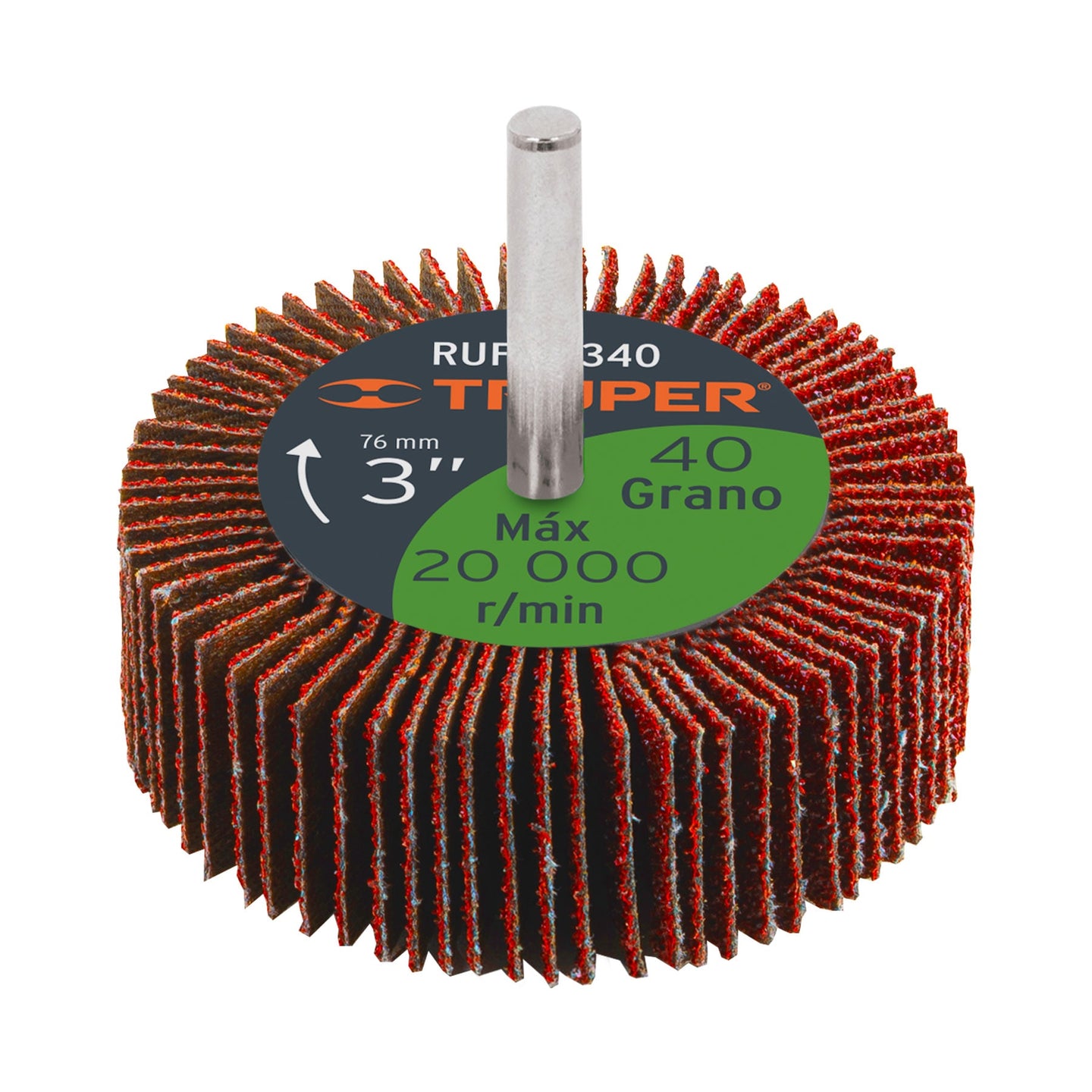 RUFLA-340 Rueda flap de 3", grano 40, Truper