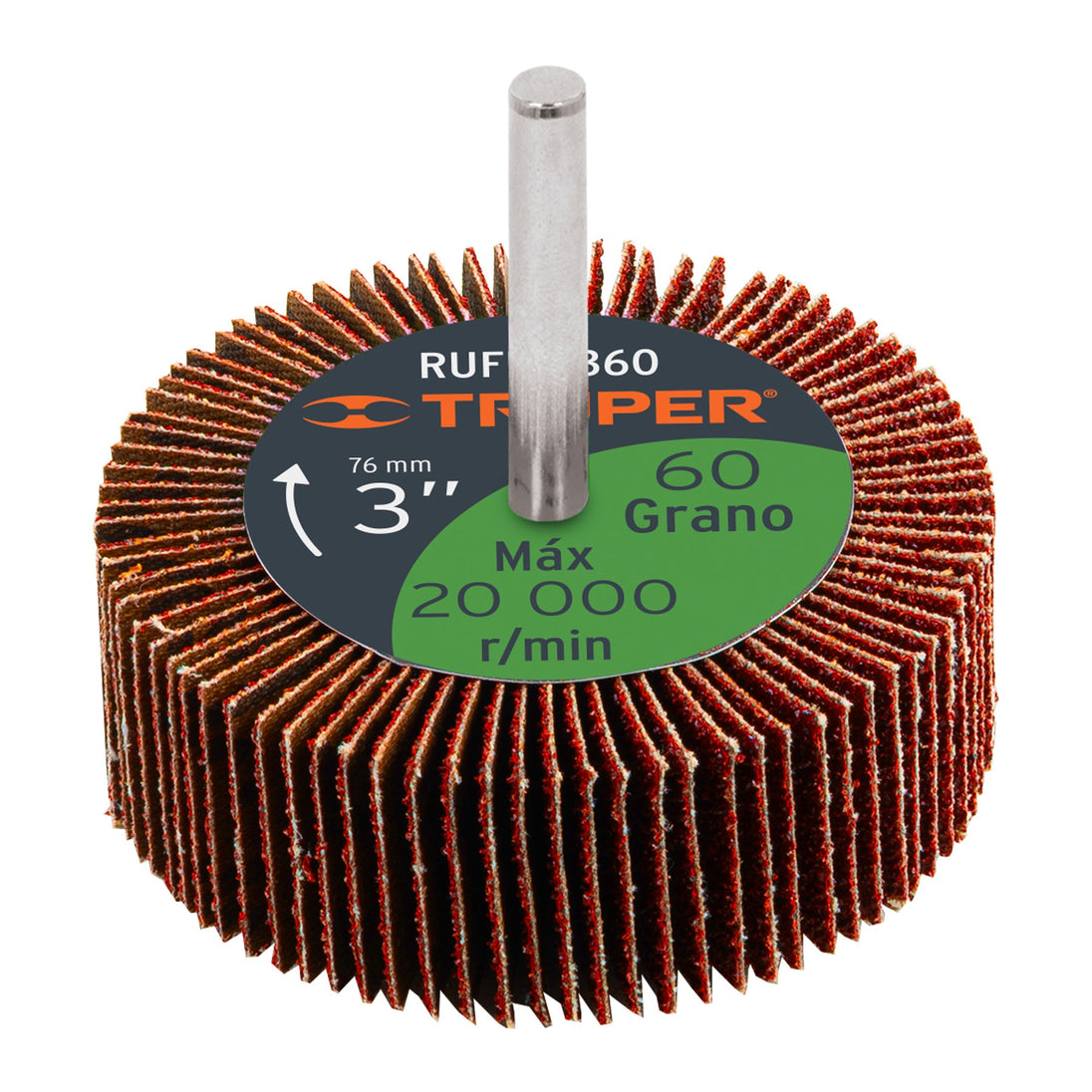 RUFLA-360 Rueda flap de 3", grano 60, Truper