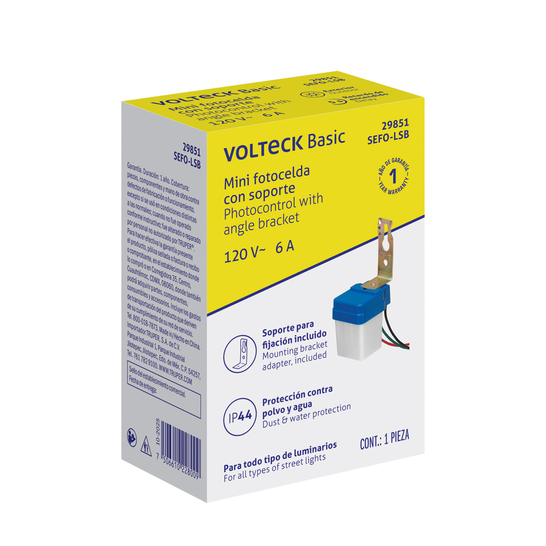 Fotocelda Volteck SEFO-LSB 120V 800W IP44 | Control Iluminación