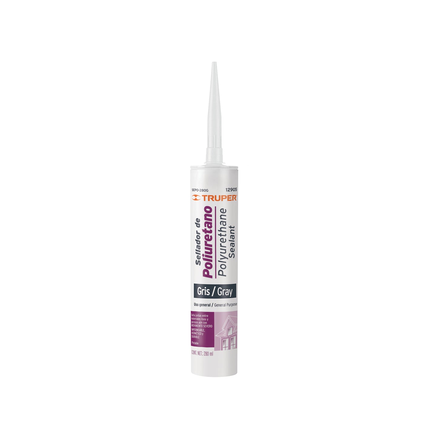 SEPO-280G Sellador de poliuretano de 280 ml, gris, Truper