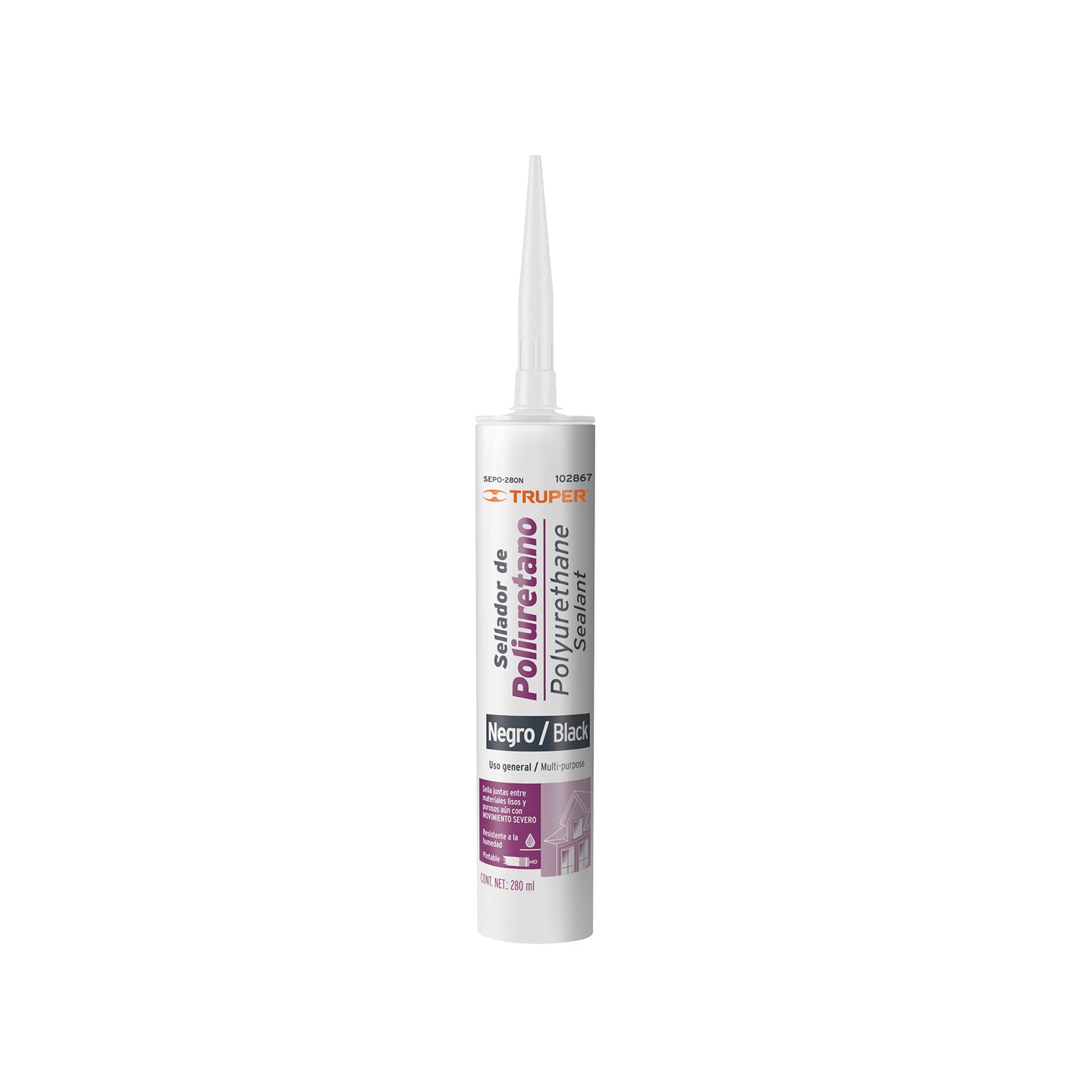 SEPO-280N Sellador de poliuretano de 280 ml, negro, Truper