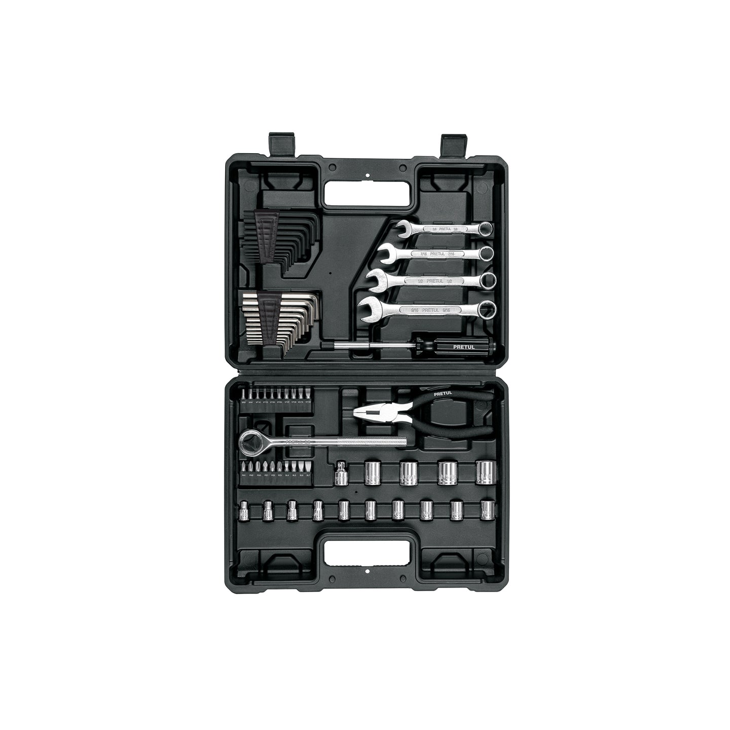 SET-70 Juego de 66 herramientas 1/4" y 3/8" para mecánico, Pretul