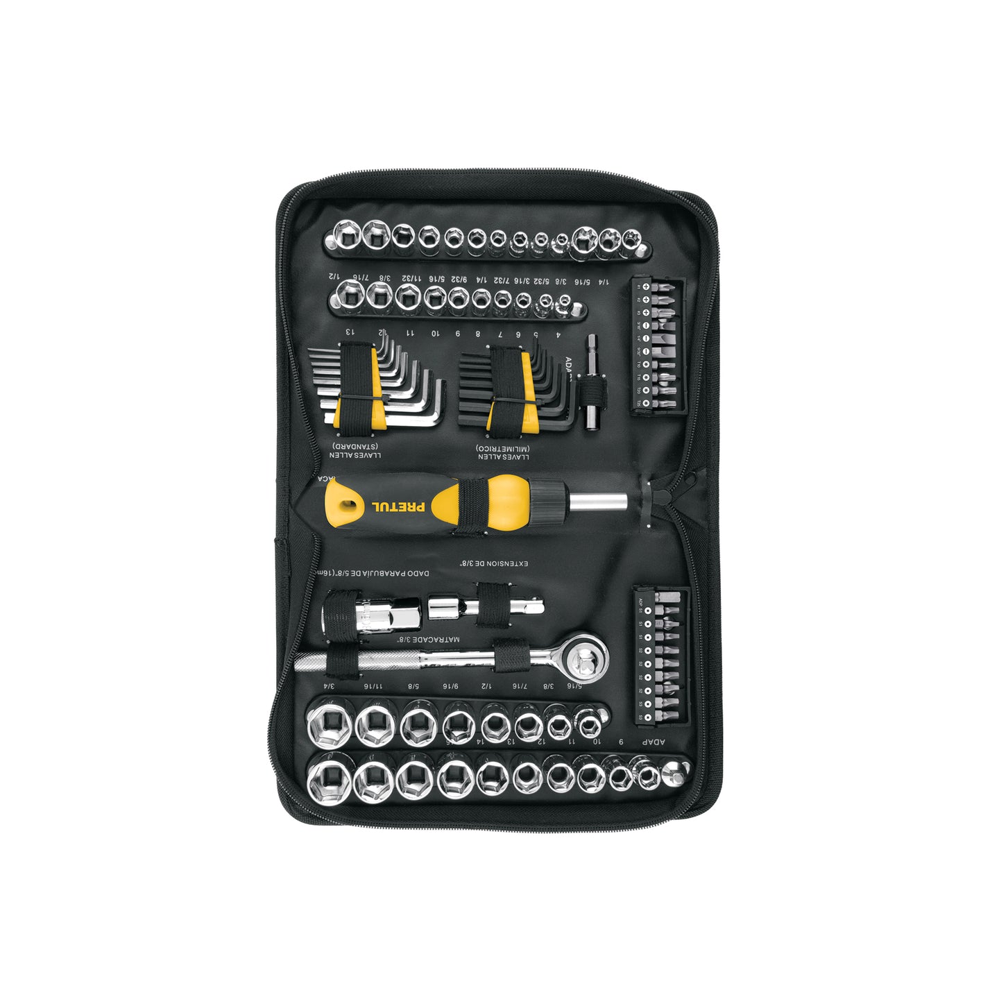 SET-85 Juego de 83 herramientas 1/4" y 3/8" para mecánico, Pretul