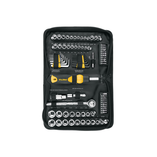 SET-85 Juego de 83 herramientas 1/4" y 3/8" para mecánico, Pretul