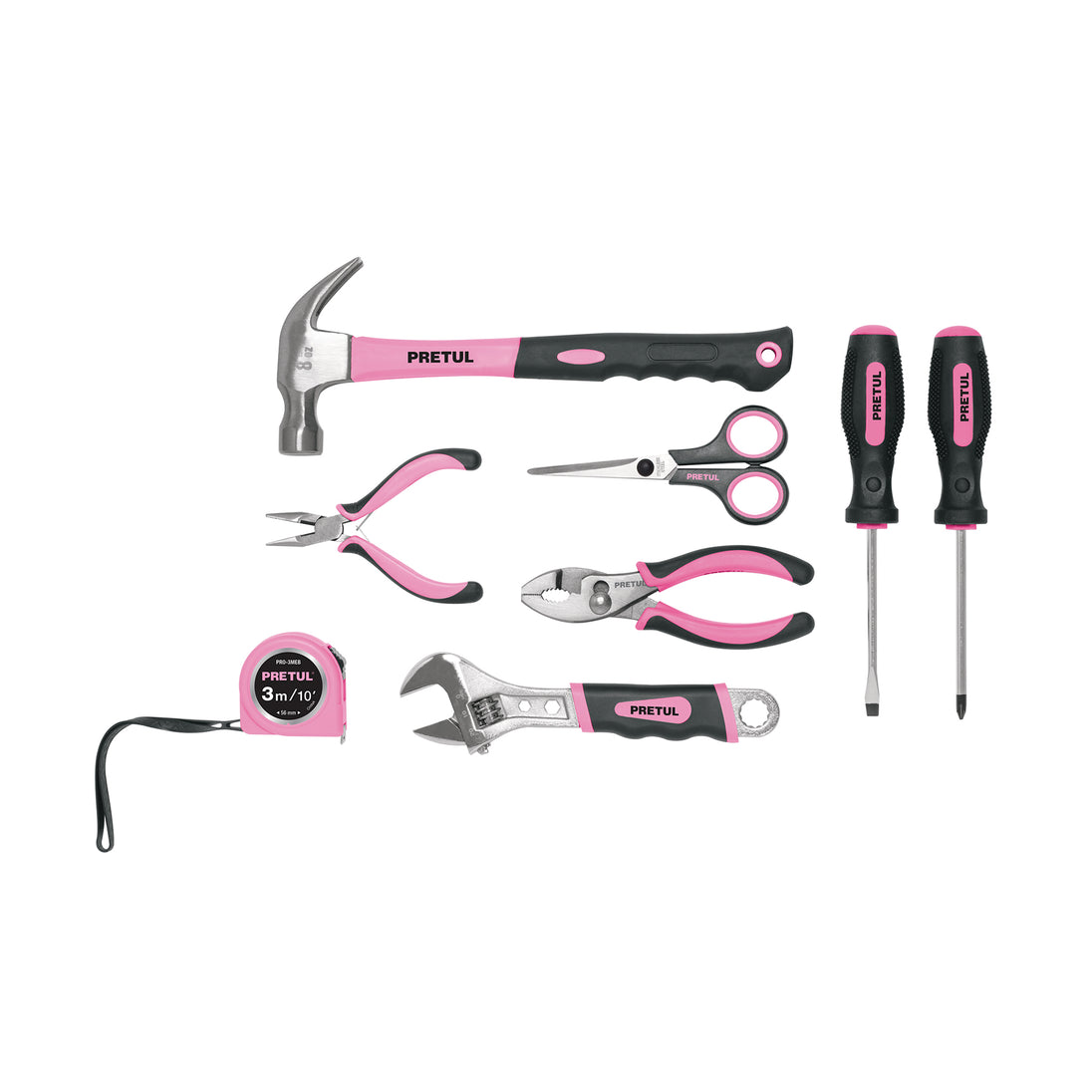 SET-MA8 Juego de herramientas básicas, color rosa, 8 piezas, PRETUL