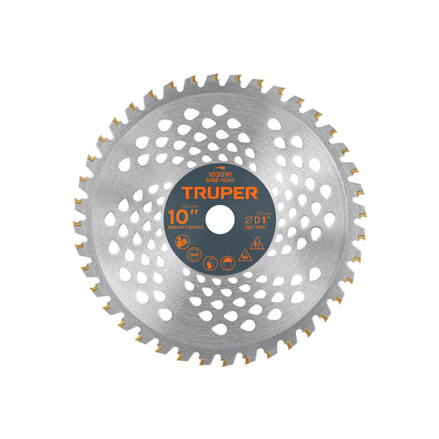SIDE-1040 Disco sierra 10" para desbrozadoras, 40 dientes, TRUPER