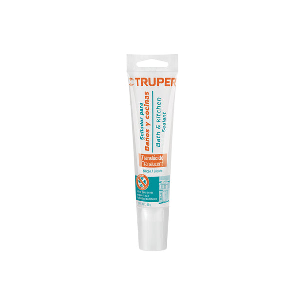 SIL-85BCT Sellador translúcido para baños y cocinas, 85 g, Truper