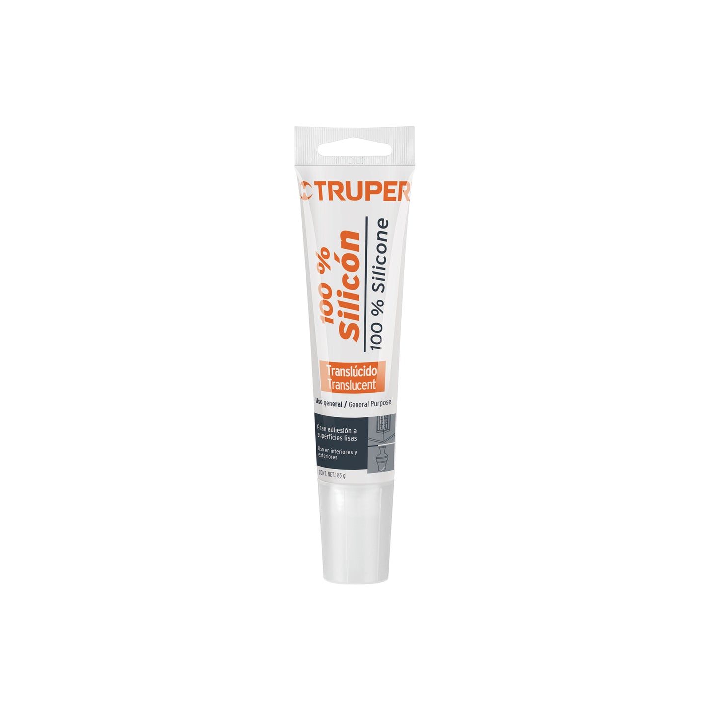 SIL-85T Sellador transparente 100% silicón de 85 g, Truper
