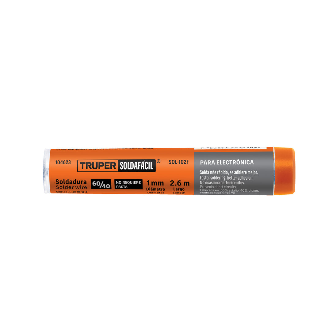 Soldadura Truper SOL-102F, 60% Estaño, 190 °C