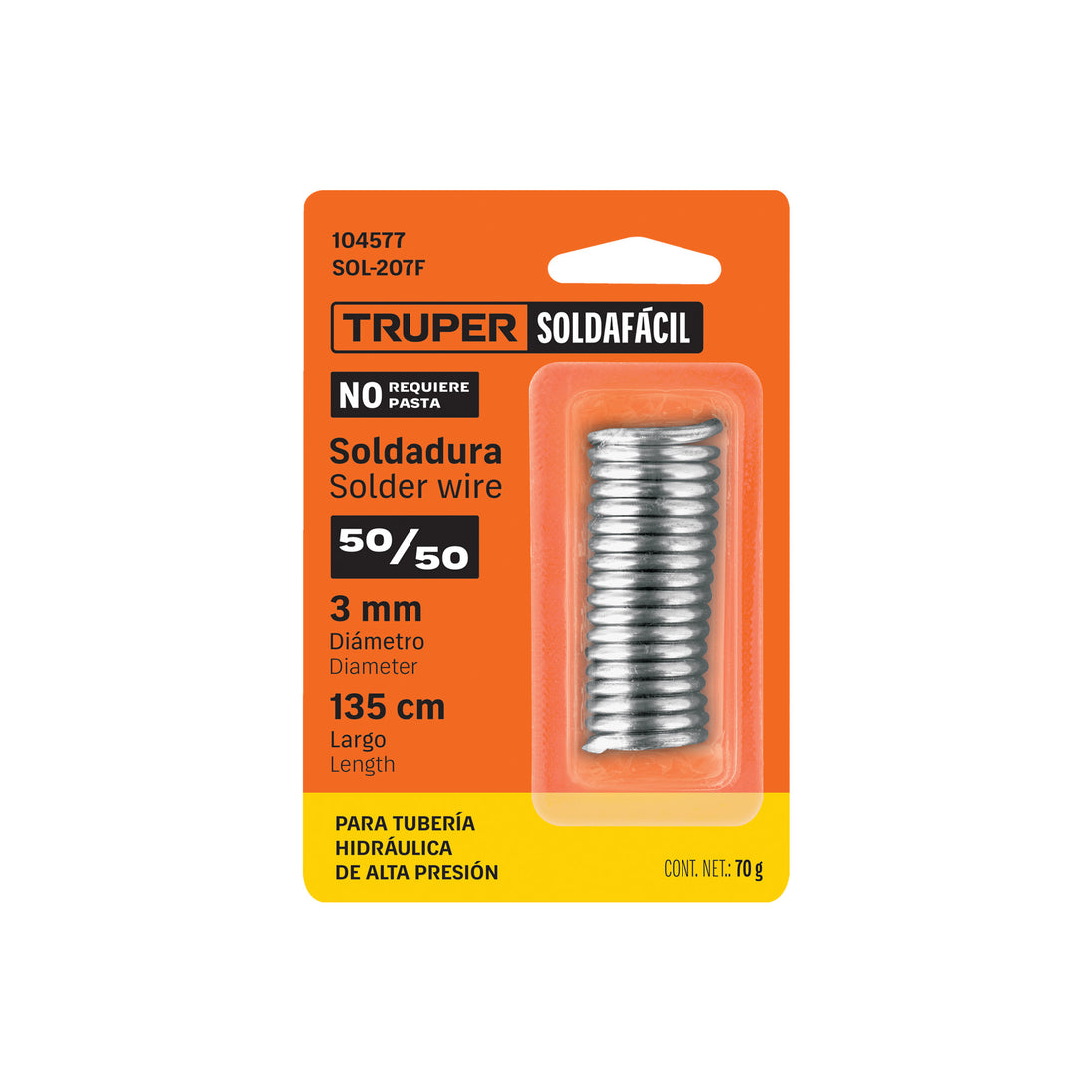 Soldadura 50/50 Soldafácil SOL-207F, 70 g, Punto de fusión 216 °C