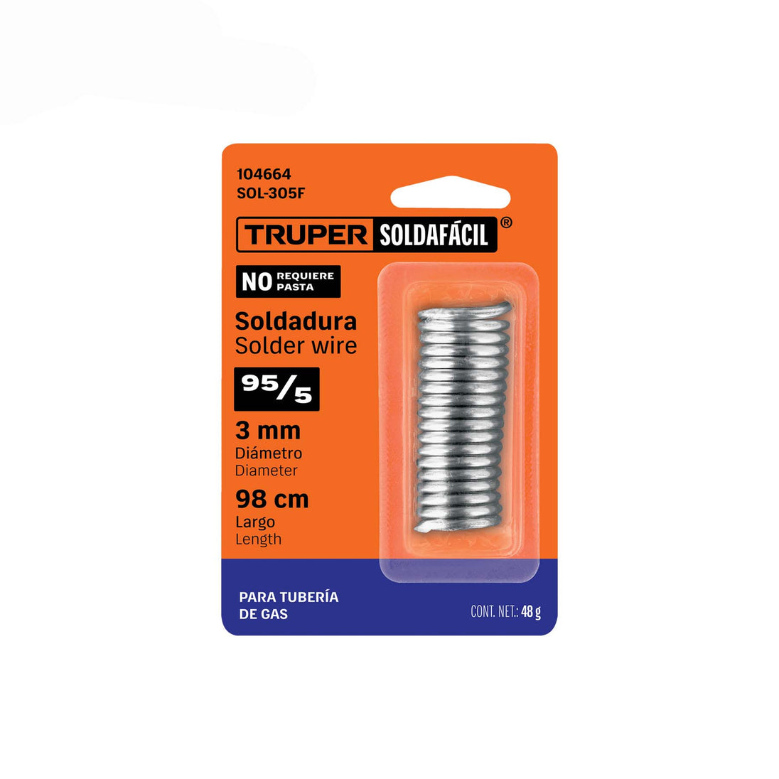 Soldadura 95/5 Soldafácil SOL-305F, 240 °C, 3 mm