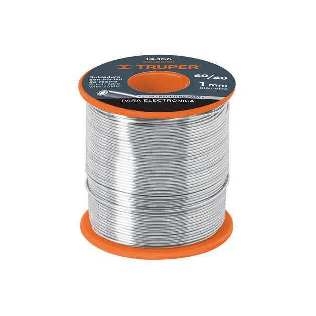 SOL-60/40 Soldadura 60/40 para electrónica, 450 g, TRUPER SOLDAFÁCIL