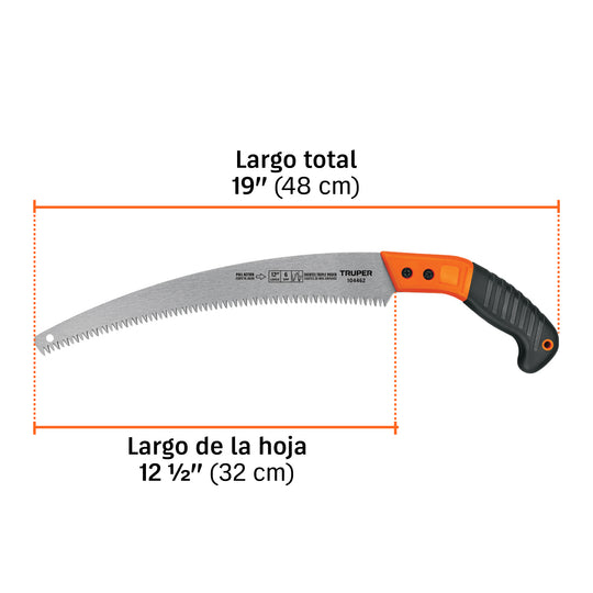 Serrucho Poda Truper SPT-12F 12.5" Hoja Curva Triple Filo