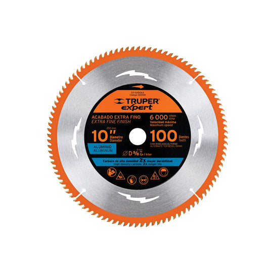ST-10100AX Disco sierra 10" p/aluminio, 100 dientes centro 5/8", Expert