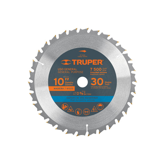 ST-1030 Disco sierra 10" para madera, 30 dientes centro 5/8", Truper