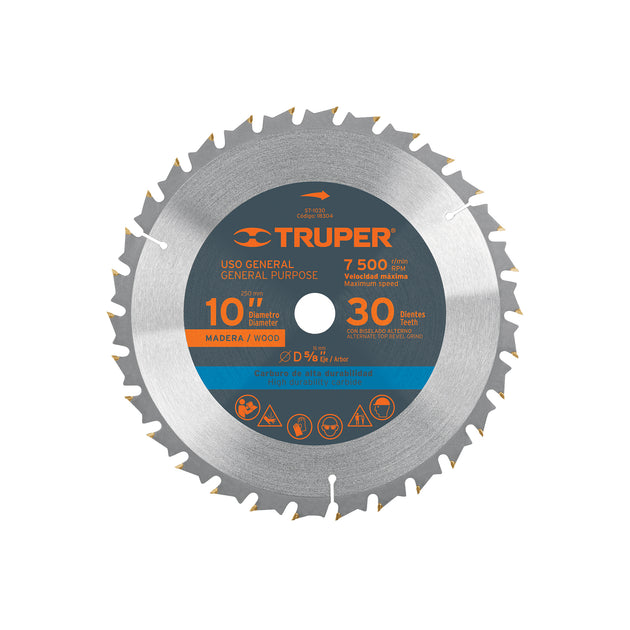 ST-1030 Disco sierra 10" para madera, 30 dientes centro 5/8", Truper