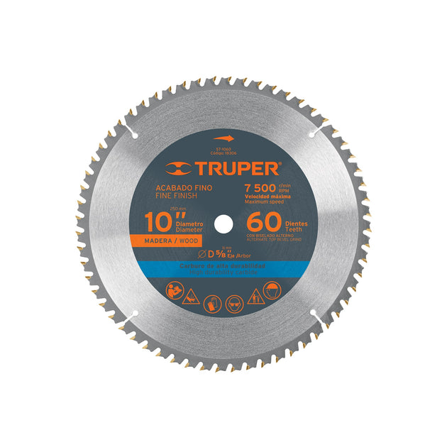 ST-1060 Disco sierra 10" para madera, 60 dientes centro 5/8", Truper