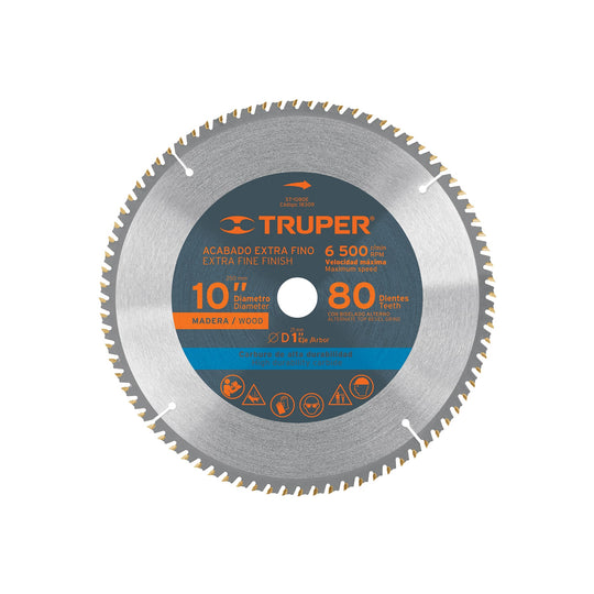 ST-1080E Disco sierra 10" para madera, 80 dientes centro 1", Truper