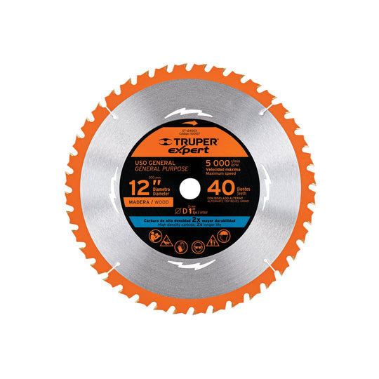 ST-1240EX Disco sierra 12" para madera, 40 dientes centro 1", Expert