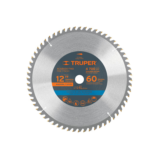 ST-1260E Disco sierra 12" para madera, 60 dientes centro 1", Truper