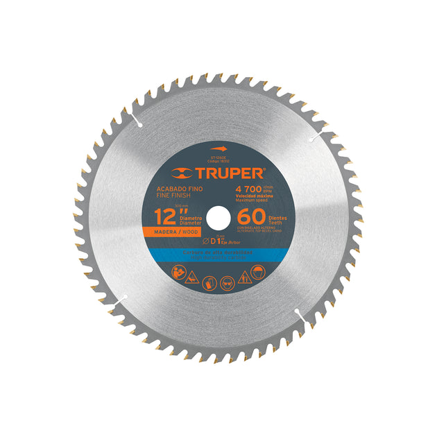 ST-1260E Disco sierra 12" para madera, 60 dientes centro 1", Truper