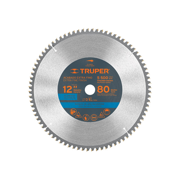 ST-1280A Disco sierra 12" para aluminio, 80 dientes centro 1", Truper
