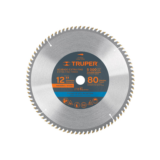 ST-1280E Disco sierra 12" para madera, 80 dientes centro 1", Truper
