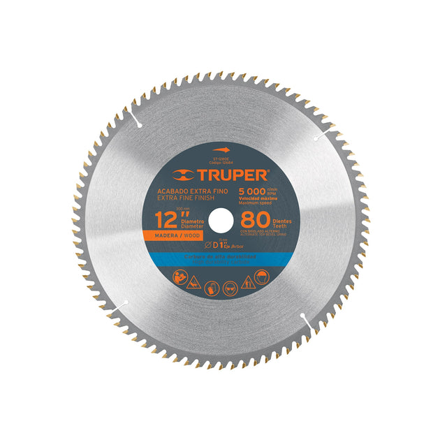 ST-1280E Disco sierra 12" para madera, 80 dientes centro 1", Truper