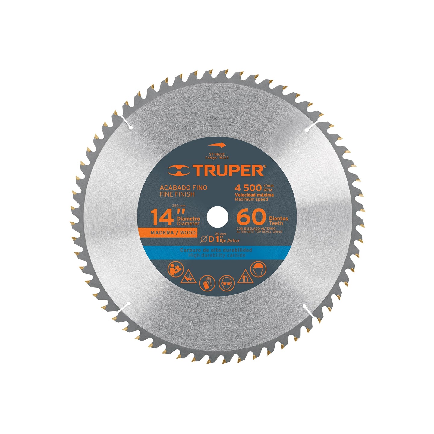 ST-1460E Disco sierra 14" para madera, 60 dientes centro 1", Truper