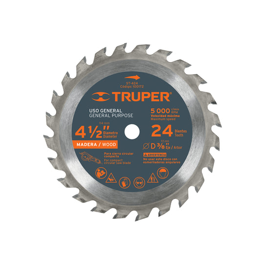 ST-424 Disco sierra 4-1/2" para madera, 24 dientes centro 3/8"
