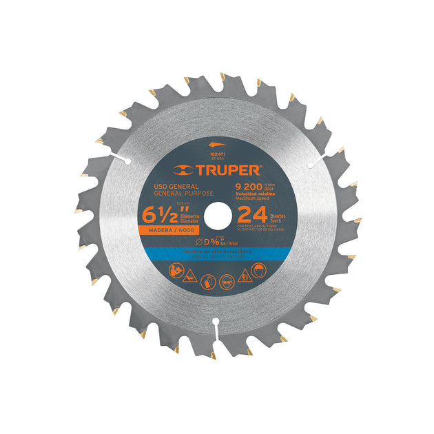 ST-624 Disco sierra 6-1/2" p/madera, 24 dientes con centro 5/8"
