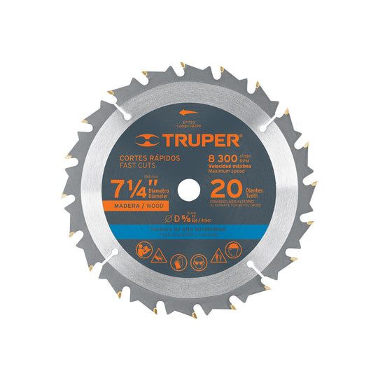 ST-720 Disco sierra 7- 1/4" para madera, 20 dientes centro 5/8"
