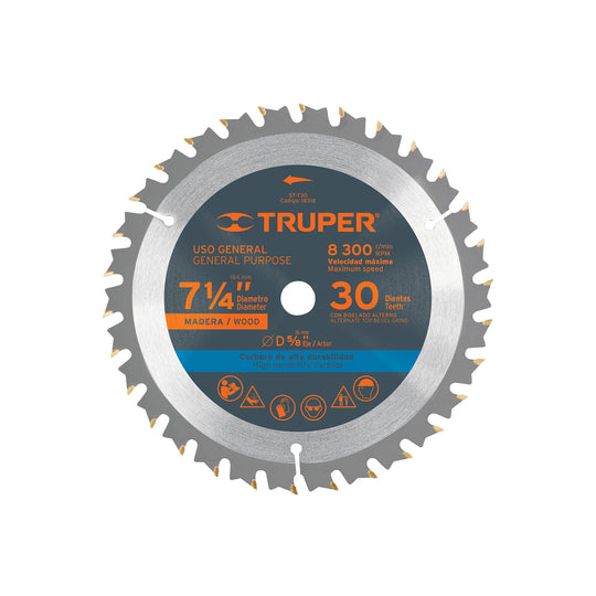 ST-730 Disco sierra 7- 1/4" para madera, 30 dientes centro 5/8"