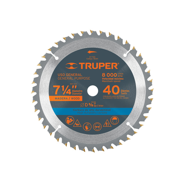 ST-740 Disco sierra 7- 1/4" para madera, 40 dientes centro 5/8"