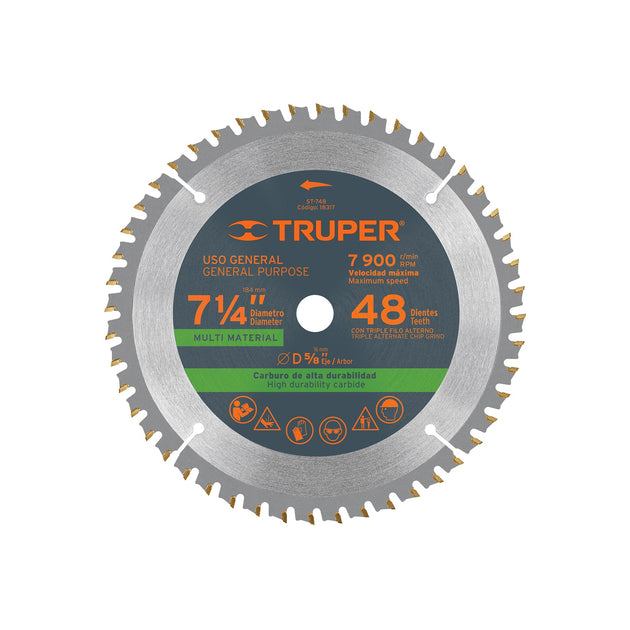 ST-748 Disco sierra 7-1/4" multimaterial, 48 dientes centro 5/8"