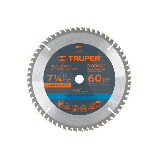 ST-760 Disco sierra 7- 1/4" para madera, 60 dientes centro 5/8"