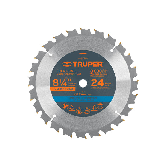 ST-824 Disco sierra 8-1/4" para madera, 24 dientes centro 5/8"