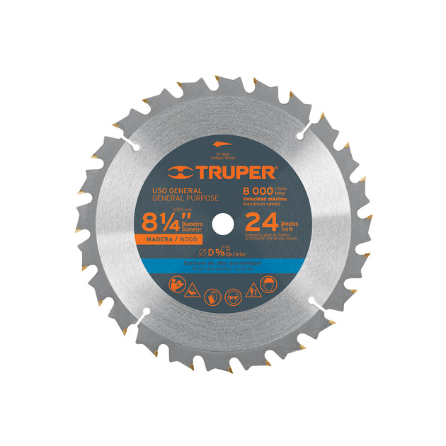 ST-824 Disco sierra 8-1/4" para madera, 24 dientes centro 5/8"