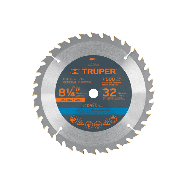 ST-832 Disco sierra 8-1/4" para madera, 32 dientes centro 5/8"