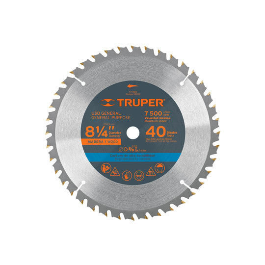 ST-840 Disco sierra 8-1/4" para madera, 40 dientes centro 5/8"