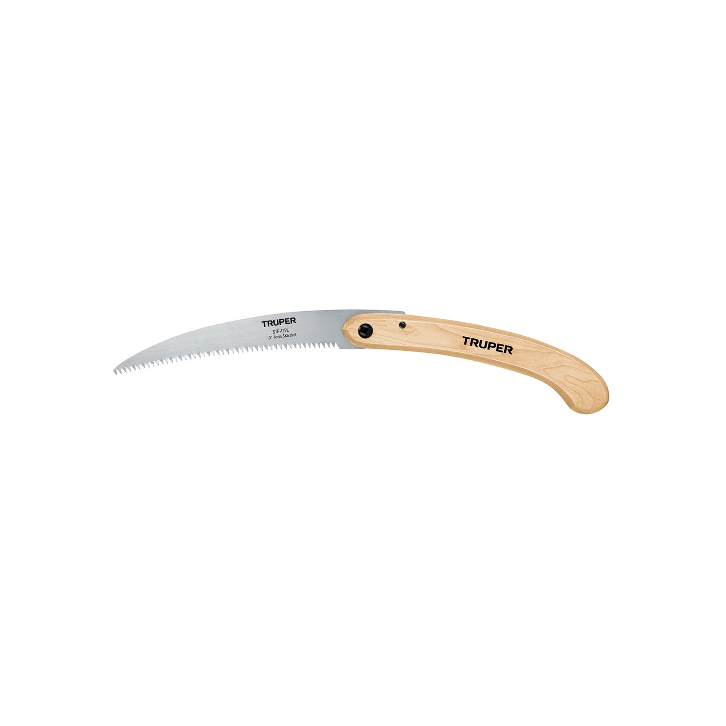 STP-12PL Serrucho plegable 10" hoja curva 6 DPP, mango madera, Truper