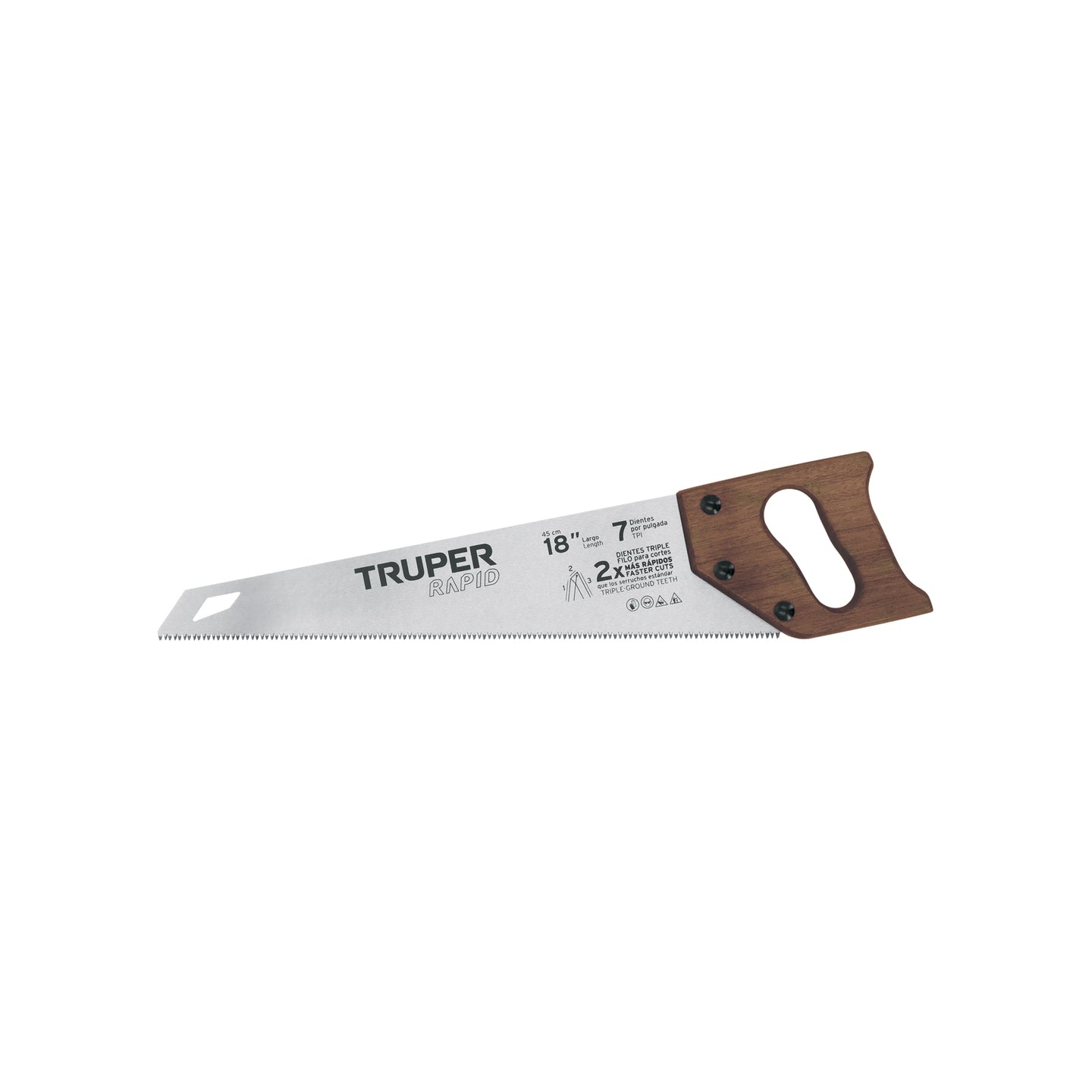 STR-18M Serrucho Rapid 18", 7 DPP, mango de madera, Truper