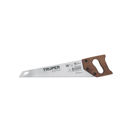 STR-18M Serrucho Rapid 18", 7 DPP, mango de madera, Truper