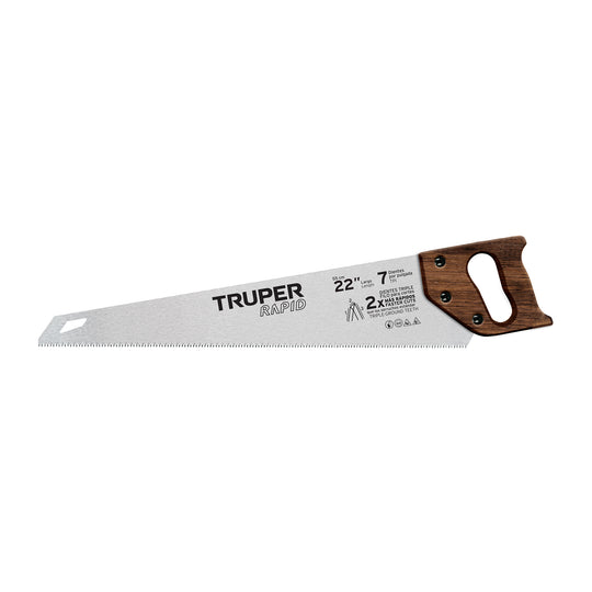STR-22M Serrucho Rapid 22", 7 DPP, mango de madera, Truper