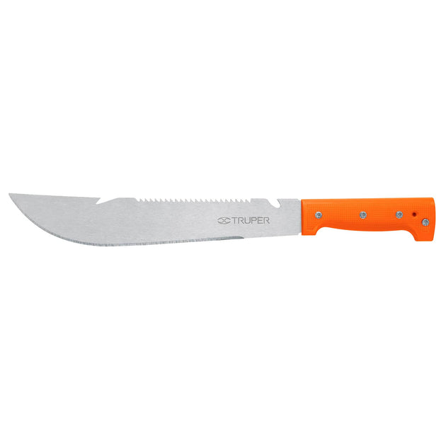 T-460-12 Machete rambo 12", cacha remachada naranja, TRUPER