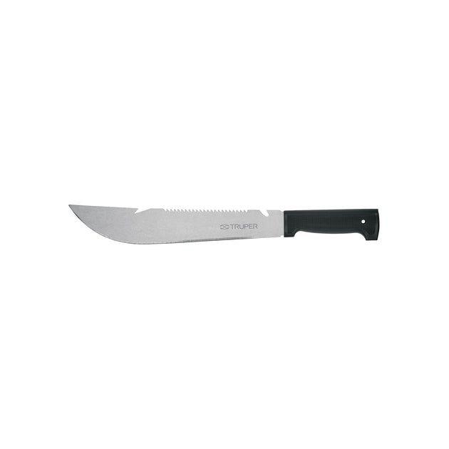 T-460-12XB Machete rambo 12", cacha inyectada negra, con funda, TRUPER