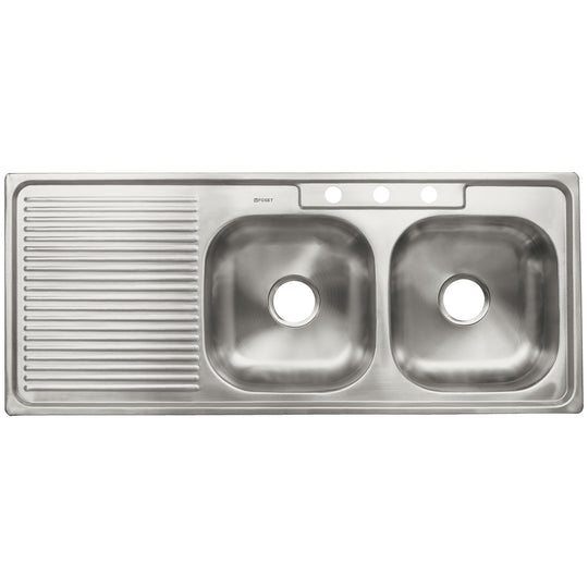 TA-1202TDB Tarja de empotrar 120x50cm doble tina derecha, FOSET BASIC